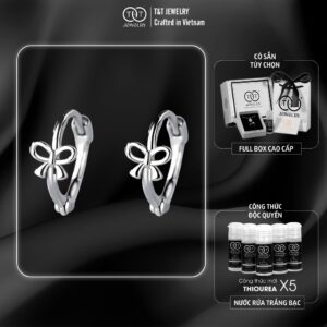 Bông Tai Bạc Nữ Chiếc Nơ Tiểu Thư Kiểu Vòng Ôm Thanh Lịch Tinh Tế T&T Jewelry B14