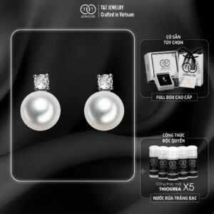 Bông Tai Bạc Nữ Giọt Ngọc Tinh Khôi Đính Đá CZ Lấp Lánh Sang Trọng T&T Jewelry B18