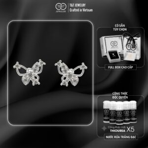 Bông Tai Bạc Nữ Vũ Khúc Hồ Điệp Cách Điệu Đính Đá CZ Lấp Lánh Quý Phái T&T Jewelry B20
