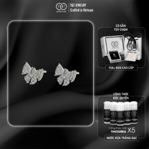 Bông Tai Bạc Nữ Nơ Tiểu Thư Đính Full Đá CZ Lấp Lánh Tinh Xảo T&T Jewelry B21