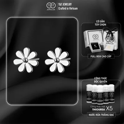 Bông Tai Bạc Nữ Cúc Họa Mi Tinh Khôi Thiết Kế Tối Giản Thanh Lịch T&T Jewelry B06