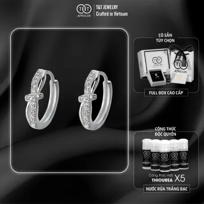 Bông Tai Bạc Nữ Nút Thắt Định Mệnh Đính Đá CZ Kiểu Vòng Ôm Tinh Tế T&T Jewelry B07