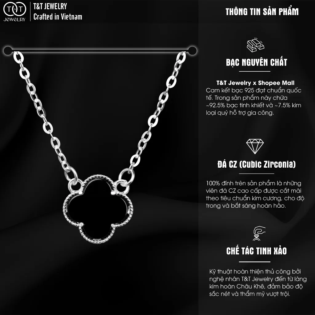 Dây Chuyền Bạc Nữ Mặt Cỏ Bốn Lá May Mắn Từ T&T Jewelry - Chế Tác Thủ Công Tinh Xảo DC331251 - Ảnh 2