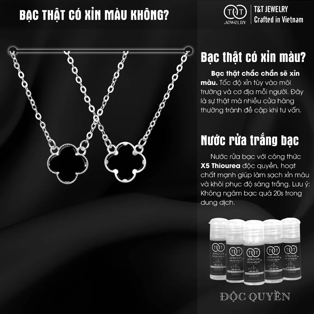 Dây Chuyền Bạc Nữ Mặt Cỏ Bốn Lá May Mắn Từ T&T Jewelry - Chế Tác Thủ Công Tinh Xảo DC331251 - Ảnh 5