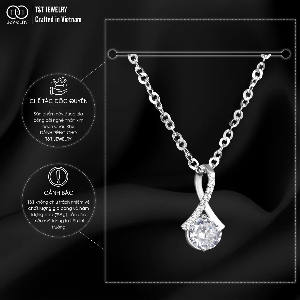 Dây Chuyền Bạc Nữ Mặt Xoắn Cách Điệu Đính Đá CZ Sang Trọng từ T&T Jewelry DC542514 - Ảnh 4