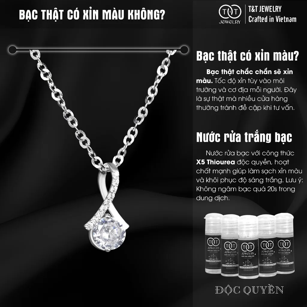 Dây Chuyền Bạc Nữ Mặt Xoắn Cách Điệu Đính Đá CZ Sang Trọng từ T&T Jewelry DC542514 - Ảnh 5