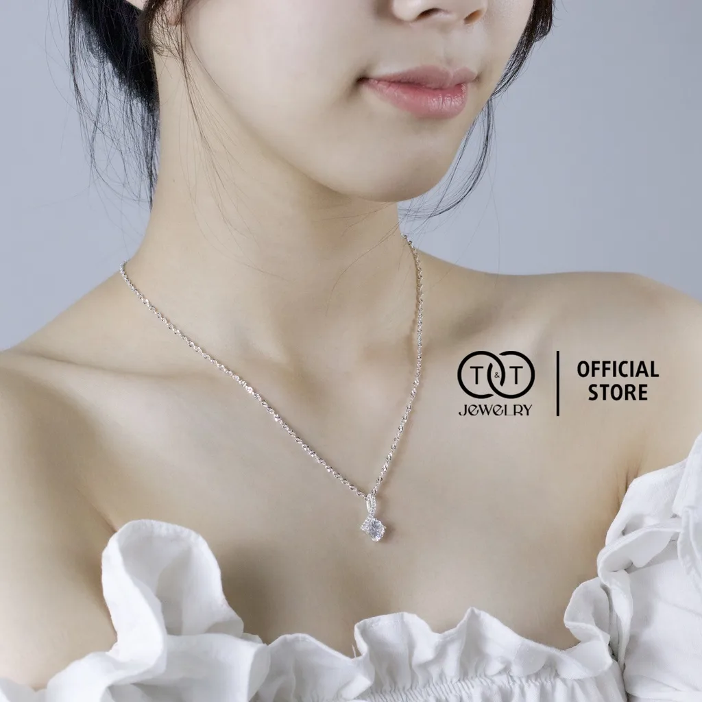 Dây Chuyền Bạc Nữ Mặt Xoắn Cách Điệu Đính Đá CZ Sang Trọng từ T&T Jewelry DC542514 - Ảnh 6