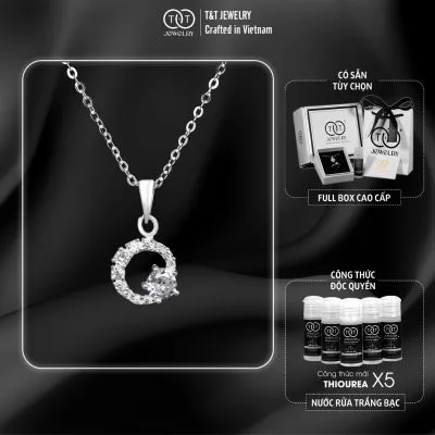 Dây chuyền nữ Bạc Ý s925 Đính Đá Chòng - T&T Jewelry cao cấp DC08