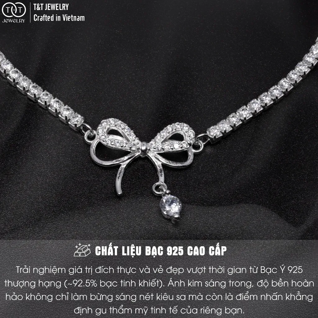Lắc tay Bạc Nữ Nơ Xinh Lấp Lánh Kiêu Sa Tinh Tế từ T&T Jewelry LT53254 - Ảnh 4