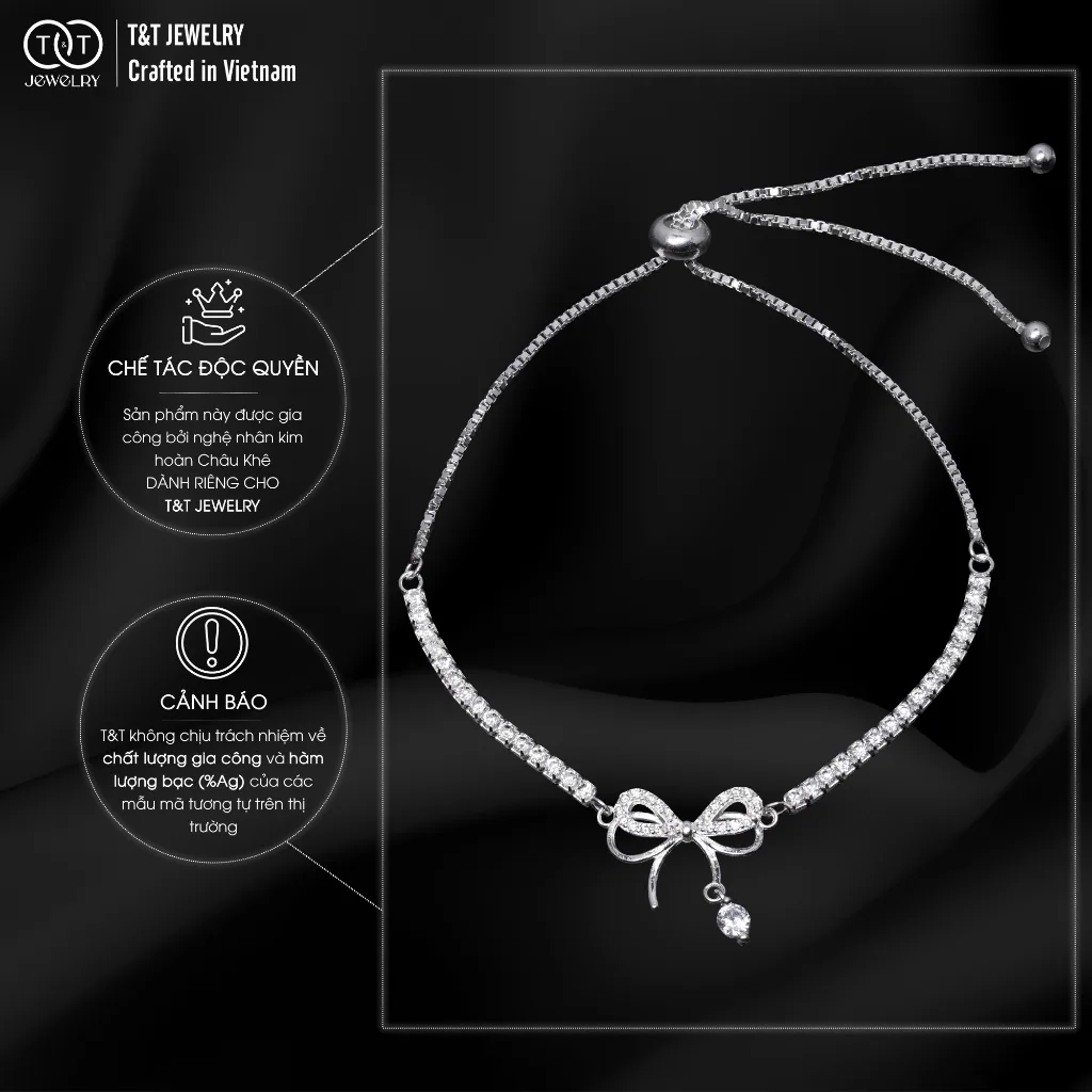 Lắc tay Bạc Nữ Nơ Xinh Lấp Lánh Kiêu Sa Tinh Tế từ T&T Jewelry LT53254 - Ảnh 5