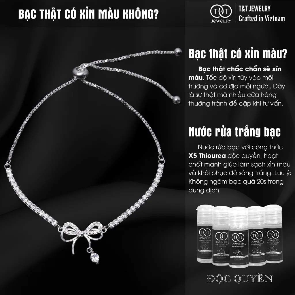 Lắc tay Bạc Nữ Nơ Xinh Lấp Lánh Kiêu Sa Tinh Tế từ T&T Jewelry LT53254 - Ảnh 6