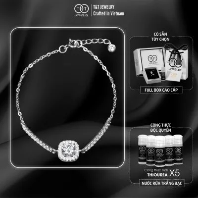 Lắc Tay Bạc Nữ Viên Chủ Tròn Lấp Lánh Trong Vầng Hào Quang Vuông từ T&T JEWELRY LT715258