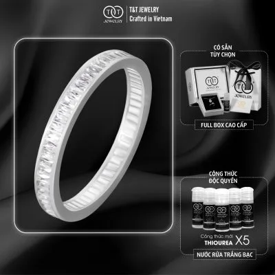 Nhẫn Bạc Nữ Bản Giao Hưởng Ánh Sáng Đính Đá CZ Tinh Xảo - Cá Tính T&T Jewelry NN2362