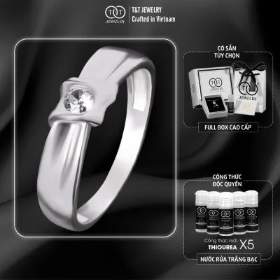 Nhẫn Bạc Nữ Cao Cấp Kiểu Dáng Dải Lụa Ôm Đá Sang Trọng, Tinh Xảo T&T Jewelry NT28251