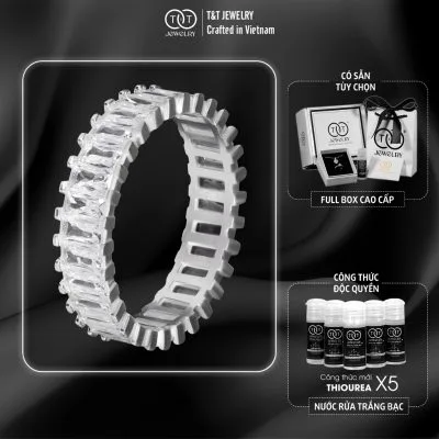 Nhẫn Bạc Nữ Dàn Giao Hưởng Pha Lê Quyến Rũ Đính Đá CZ Sang Trọng T&T Jewelry NT070