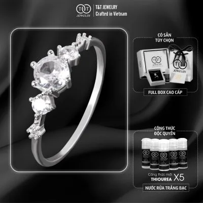 Nhẫn Bạc Nữ Dáng Vương Miện Đính Đá CZ Đẳng Cấp Tinh Xảo Lấp Lánh từ T&T Jewelry NT28252