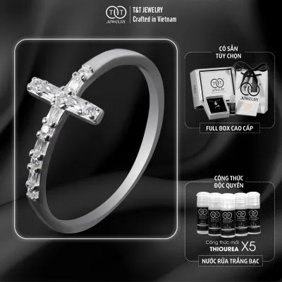 Nhẫn Bạc Nữ Giao Thoa Lấp Lánh Đính Đá CZ Tinh Xảo Thanh Lịch T&T Jewelry N1710252