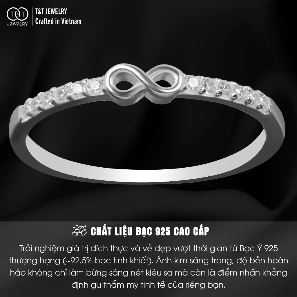 Nhẫn Bạc Nữ Lời Hẹn Ước Vĩnh Cửu Đính Đá CZ Tinh Xảo Sang Trọng T&T Jewelry NT 58256 - Ảnh 3