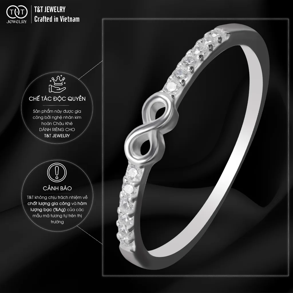Nhẫn Bạc Nữ Lời Hẹn Ước Vĩnh Cửu Đính Đá CZ Tinh Xảo Sang Trọng T&T Jewelry NT 58256 - Ảnh 6