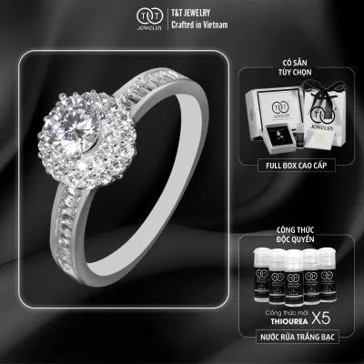 Nhẫn Bạc Nữ Thiết Kế Bông Hoa, Hào Quang Đá CZ Tỏa Sáng Đỉnh Cao T&T Jewelry N2363