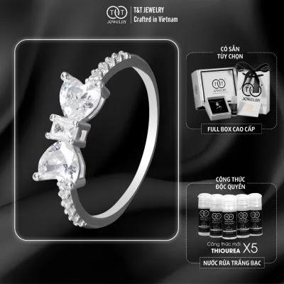 Nhẫn Bạc Nữ Thiết Kế Nơ Xinh Đính Đá Cao Cấp T&T Jewelry NN093