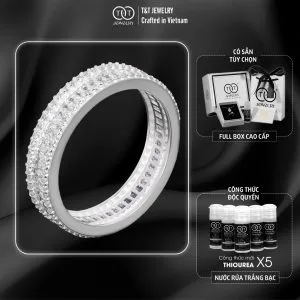 Nhẫn Bạc Nữ Vành Đai Tinh Tú Kiêu Hãnh Đính Đá CZ Sang Trọng T&T Jewelry NN021