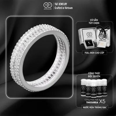 Nhẫn Bạc Nữ Vành Đai Tinh Tú Kiêu Hãnh Đính Đá CZ Sang Trọng T&T Jewelry NN021