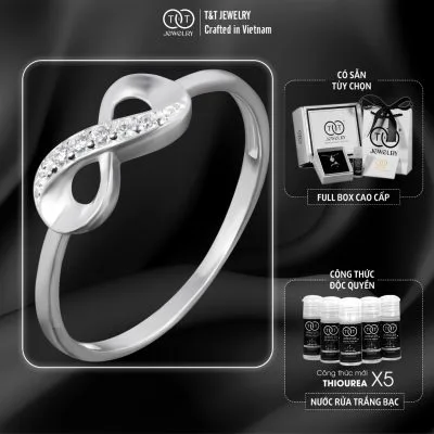 Nhẫn Bạc Nữ Vô Cực Đính Đá Tinh Xảo Tôn Da Từ T&T Jewelry N714258