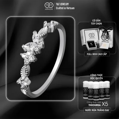 Nhẫn Bạc Nữ Vũ Điệu Hồ Điệp Đá CZ Lấp Lánh Tinh Xảo từ T&T JEWELRY NT28254