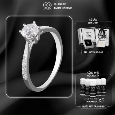 Nhẫn Bạc Nữ Vương Miện Tinh Tú Đính Đá CZ Siêu Sáng Lấp Lánh Tinh Xảo T&T Jewelry NN024