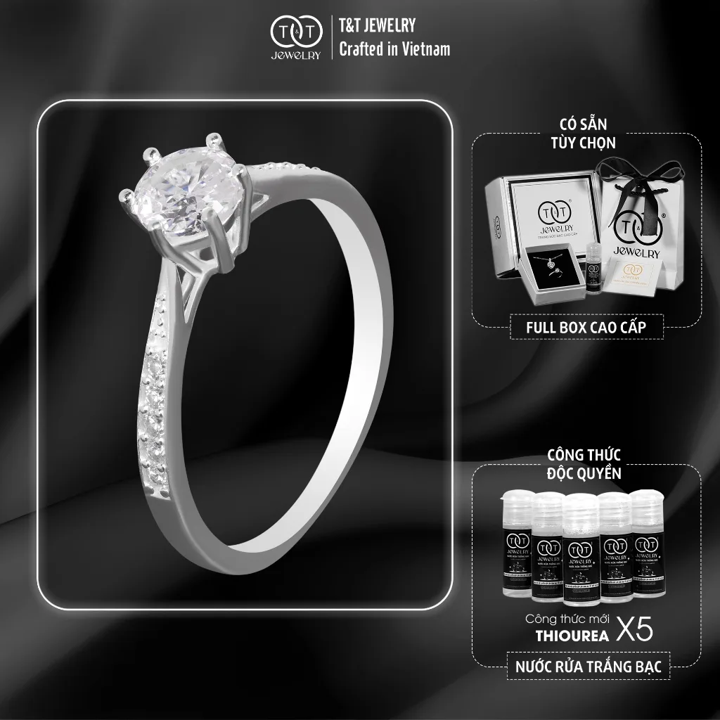 Nhẫn Bạc Nữ Vương Miện Tinh Tú Đính Đá CZ Siêu Sáng Lấp Lánh Tinh Xảo T&T Jewelry NN024