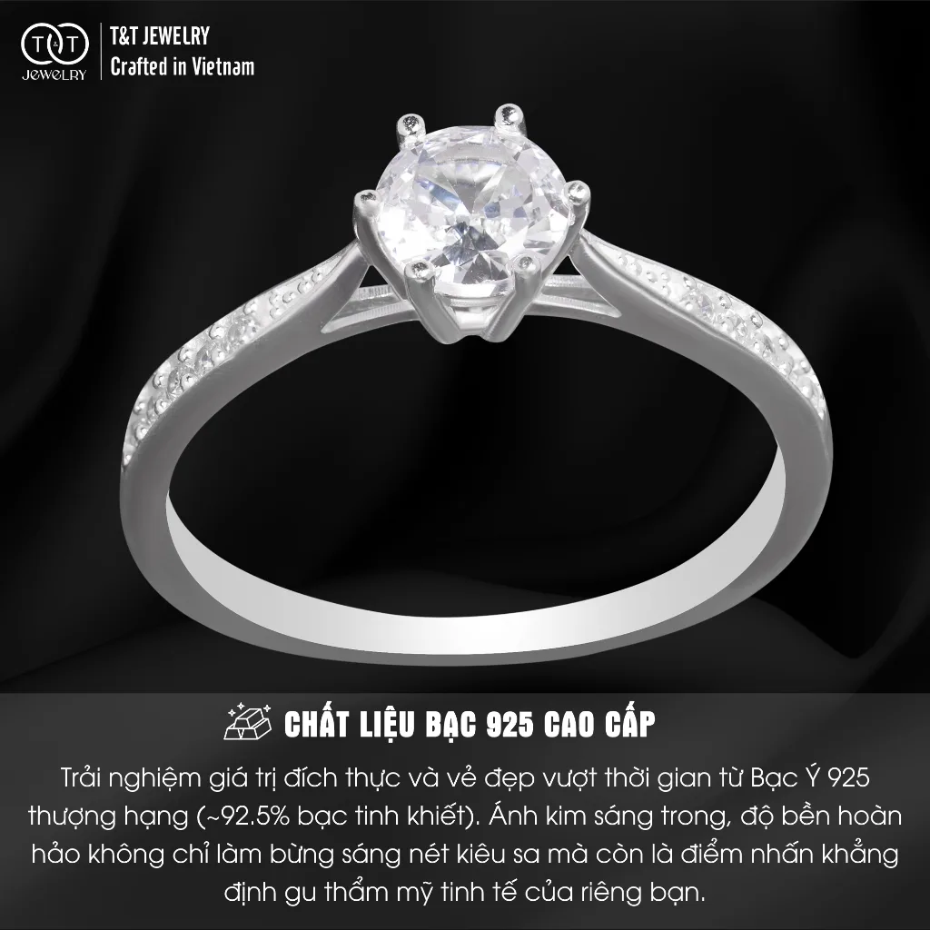 Nhẫn Bạc Nữ Vương Miện Tinh Tú Đính Đá CZ Siêu Sáng Lấp Lánh Tinh Xảo T&T Jewelry NN024 - Ảnh 2