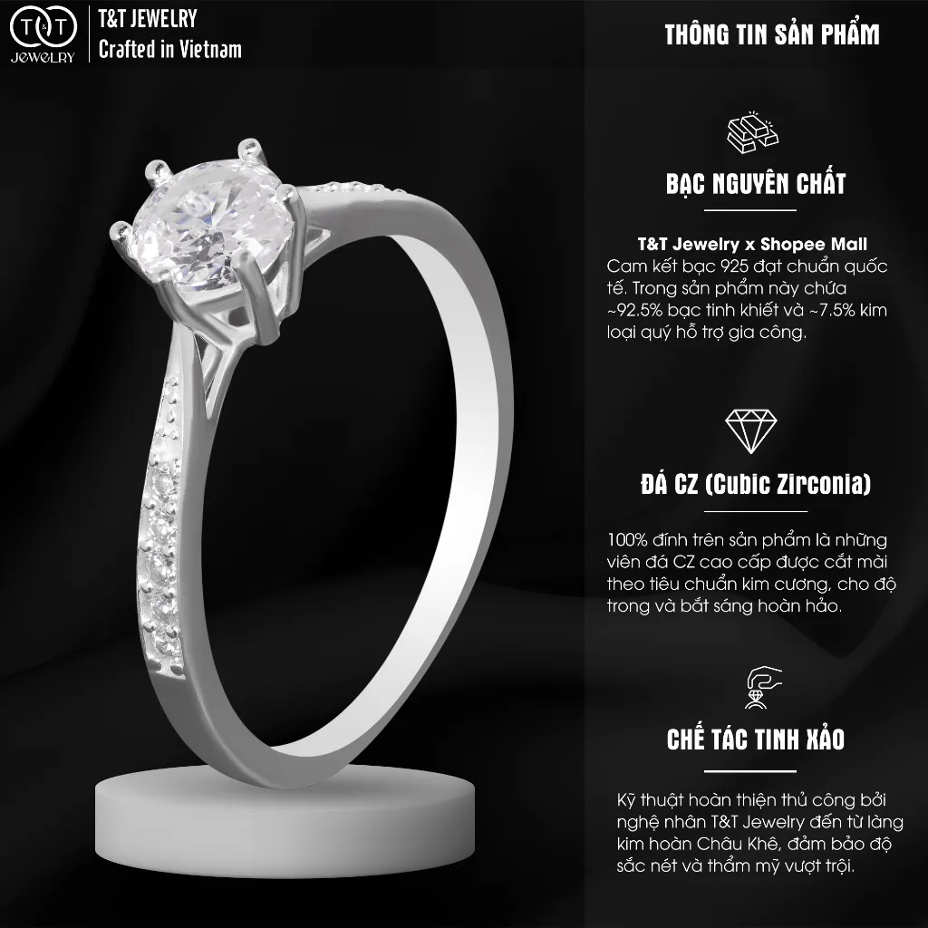Nhẫn Bạc Nữ Vương Miện Tinh Tú Đính Đá CZ Siêu Sáng Lấp Lánh Tinh Xảo T&T Jewelry NN024 - Ảnh 3
