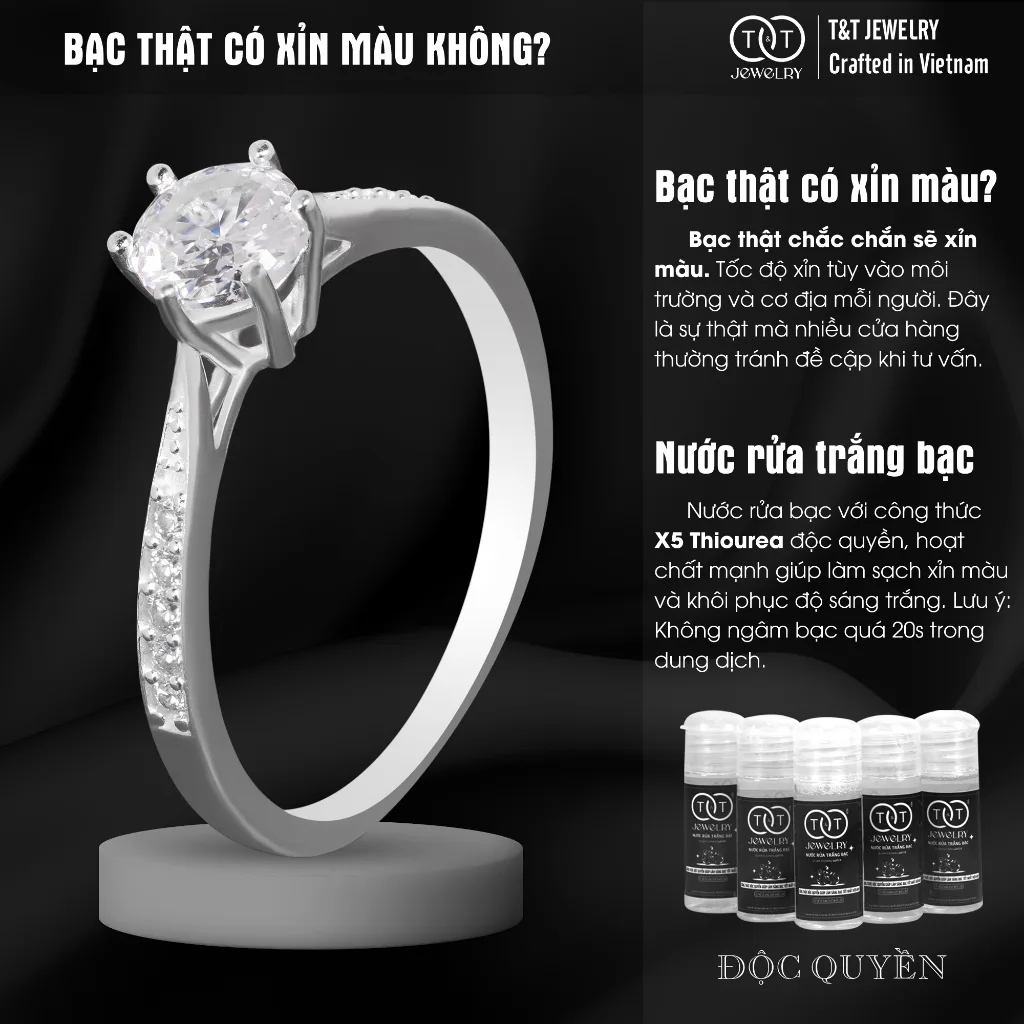 Nhẫn Bạc Nữ Vương Miện Tinh Tú Đính Đá CZ Siêu Sáng Lấp Lánh Tinh Xảo T&T Jewelry NN024 - Ảnh 5